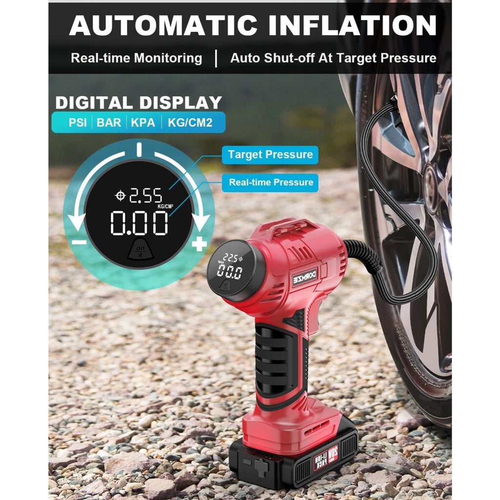 DORMZIE Cordless Tire Inflator Air Compressor, 150 PSI Portable Handheld Air Pum