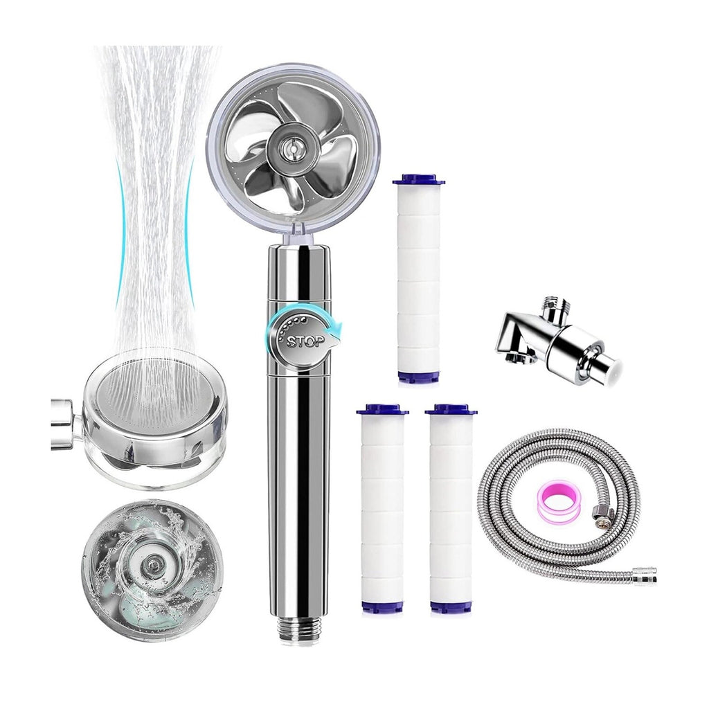Turbo High Pressure shower heads W/Handheld 79 Inch Silver, Arm Holder, 3 Filter