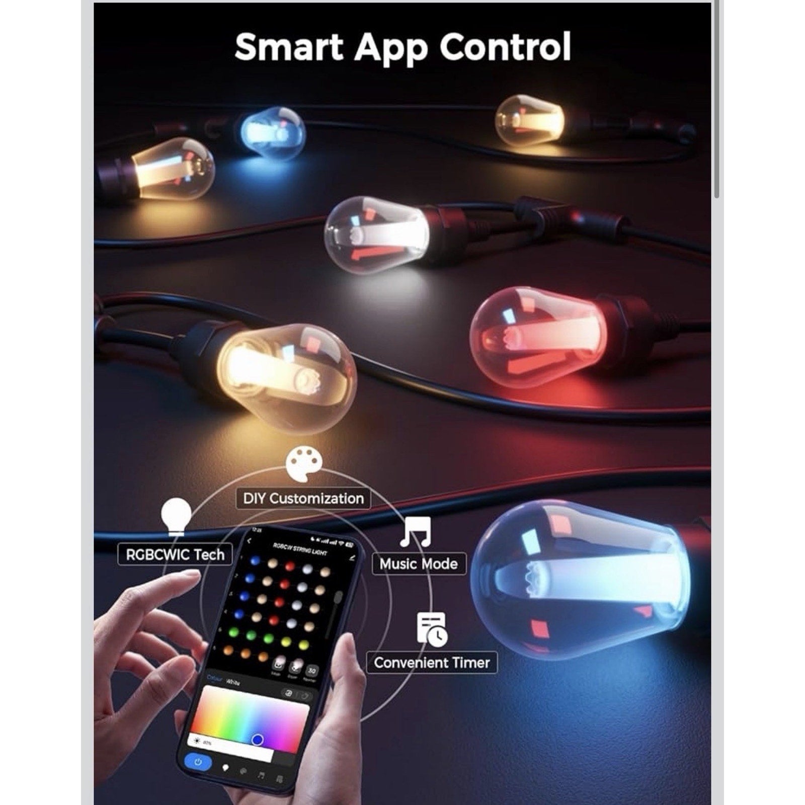 XMCOSY+ Smart Outdoor 123 ft. Outdoor WaterProof LED Lights