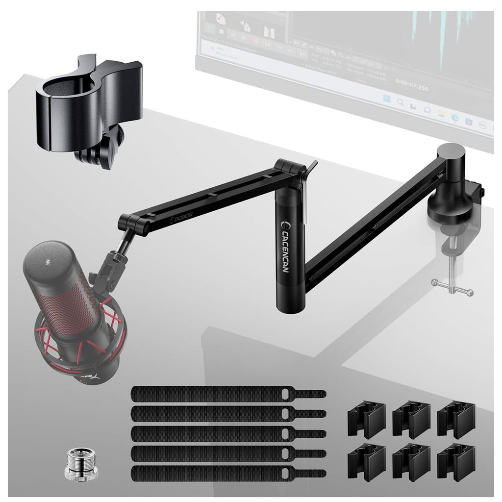 M05 Boom Arm - 360° Rotatable Microphone Stand with Desk Mount, Foldable