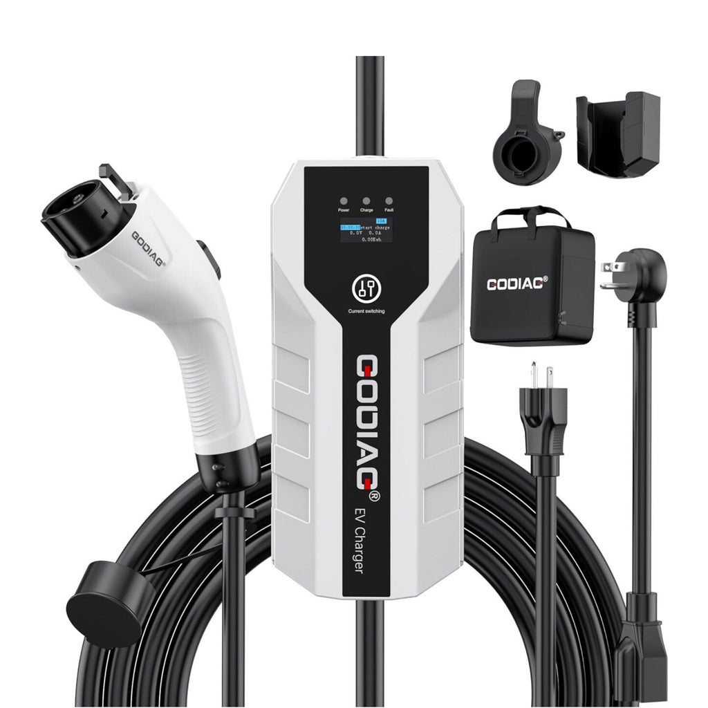 GODIAG Level 1+2 EV Charger, Adjustable 16Amp 110-240V, 20ft Cable NEMA 6-20