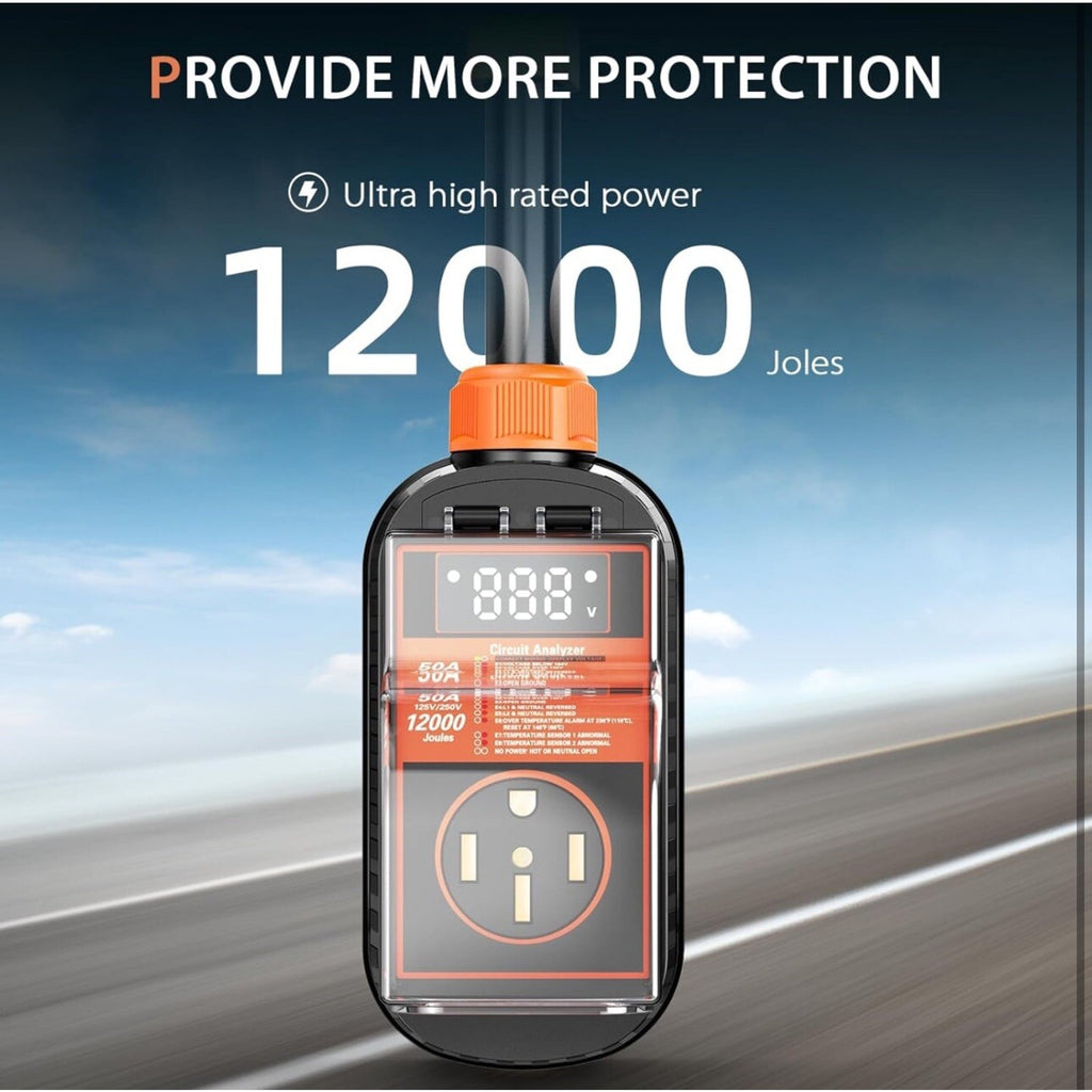 RV Surge Protector 50 Amp Waterproof, 12000 Joules Upgraded RV Power Surge