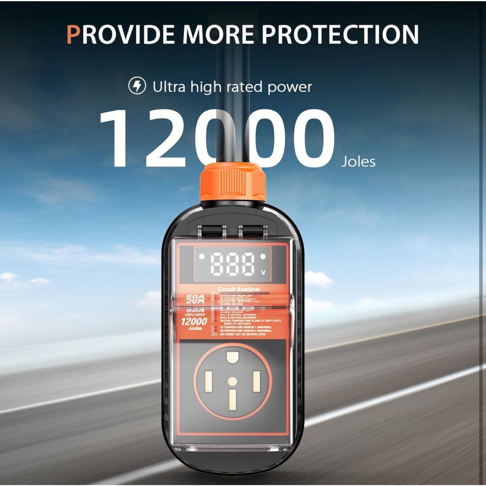 RV Surge Protector 50 Amp Waterproof, 12000 Joules Upgraded RV Power Surge