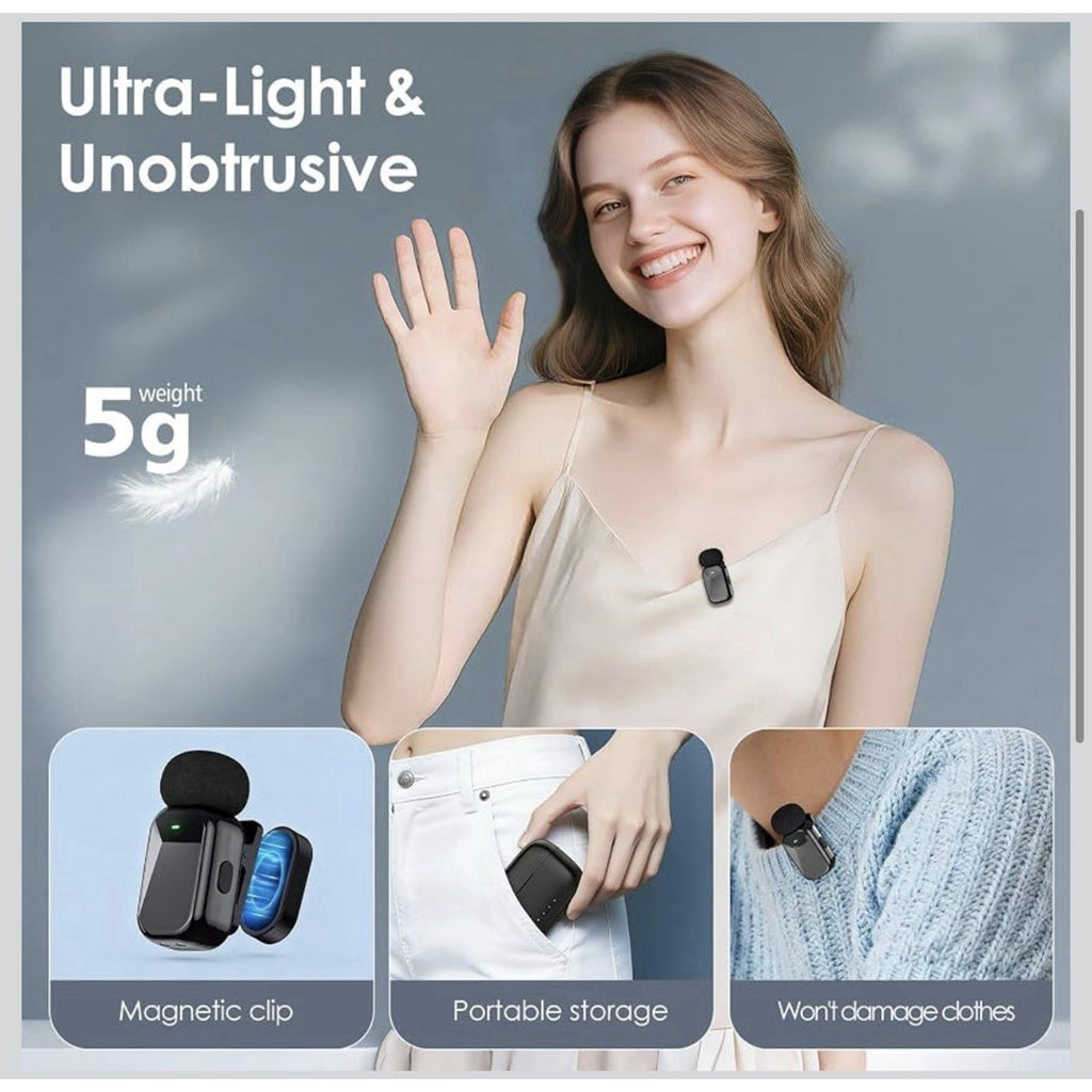 HEHOTTC Mini Wireless Lavalier Microphones for iPhone 15/16/17 & Android 2.4GHz