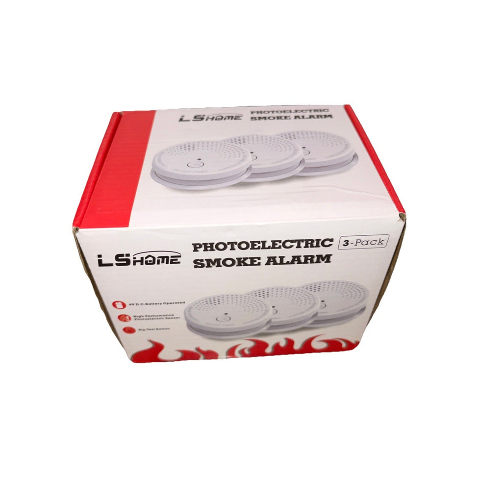 Smoke Detector 3 Pack, 9V Battery, Photoelectric, Easy Install, 06/2035