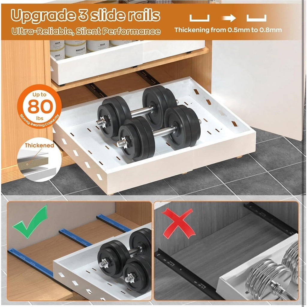 Pull Out Cabinet Organizer, Expandable Pull-out Home Organizers with 4 Dividers