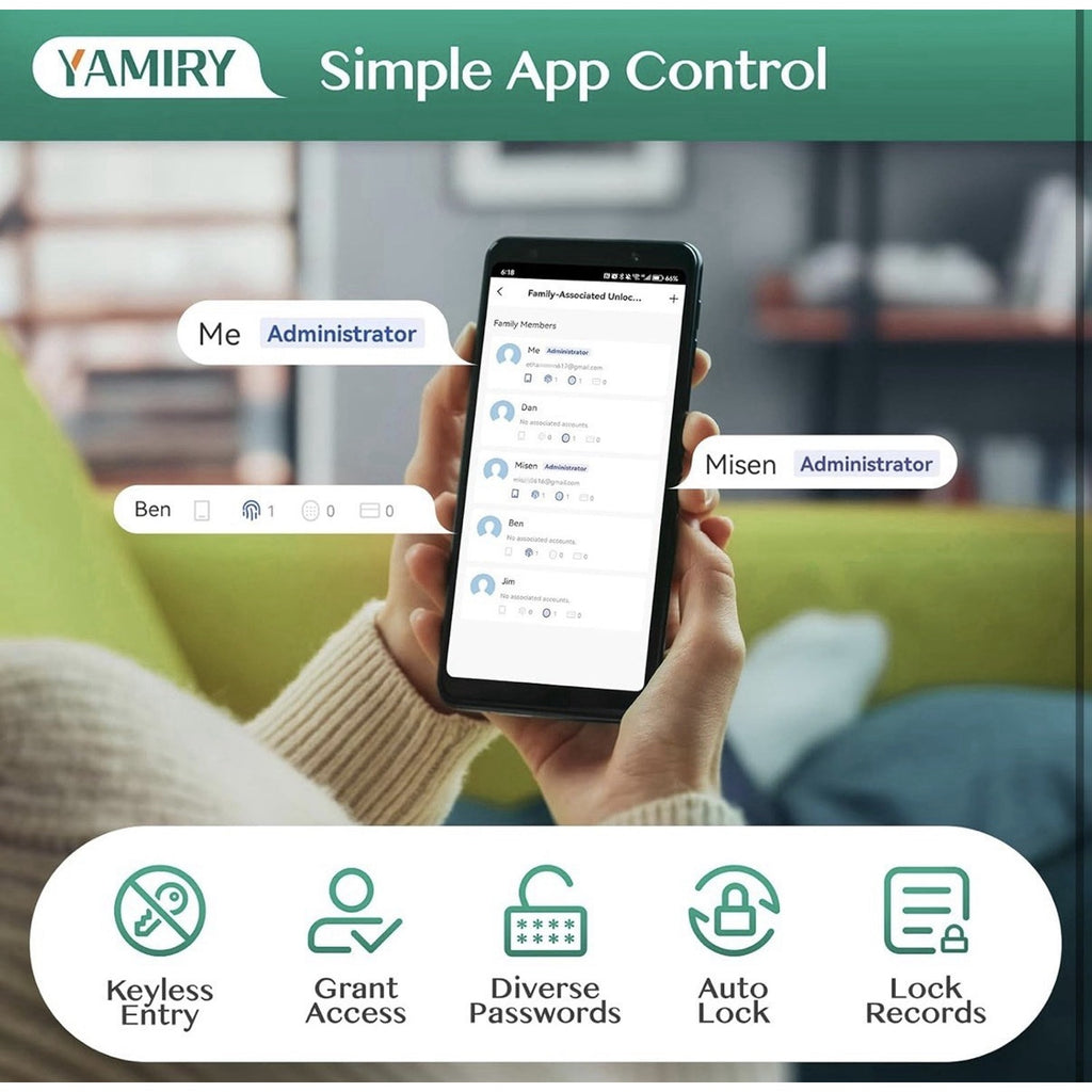 Yamiry Fingerprint Smart Door Lock Keyless Entry Deadbolt Digital Keypad Black
