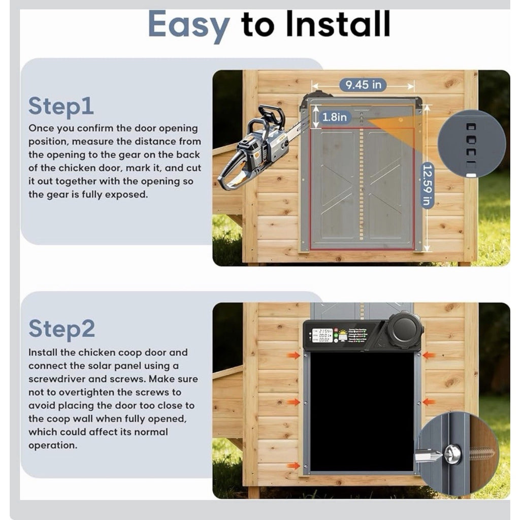 Large Size Automatic Chicken Coop Door Solar - Powered Auto Chicken Door Open