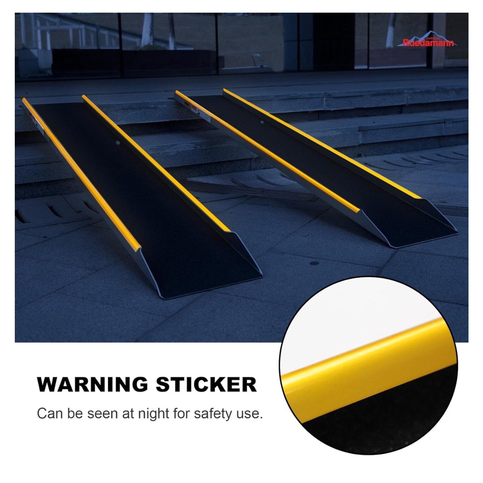 Ruedamann 1 Pair 4'L × 9.8" W, 600 lbs Capacity, Portable Aluminum Loading Ramp