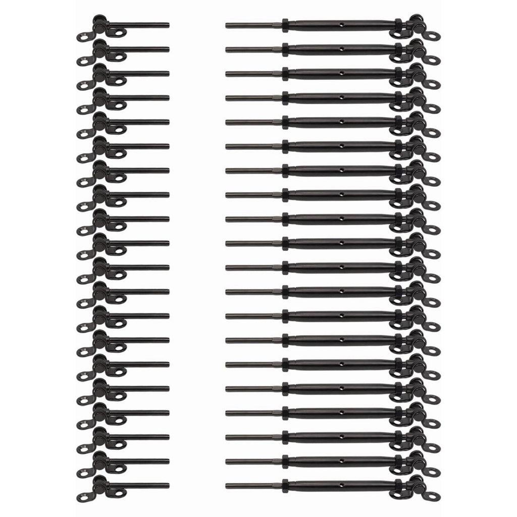 20 1/8" Black Cable Railing T316 Stainless Steel Swage Turnbuckle Hardware Kit