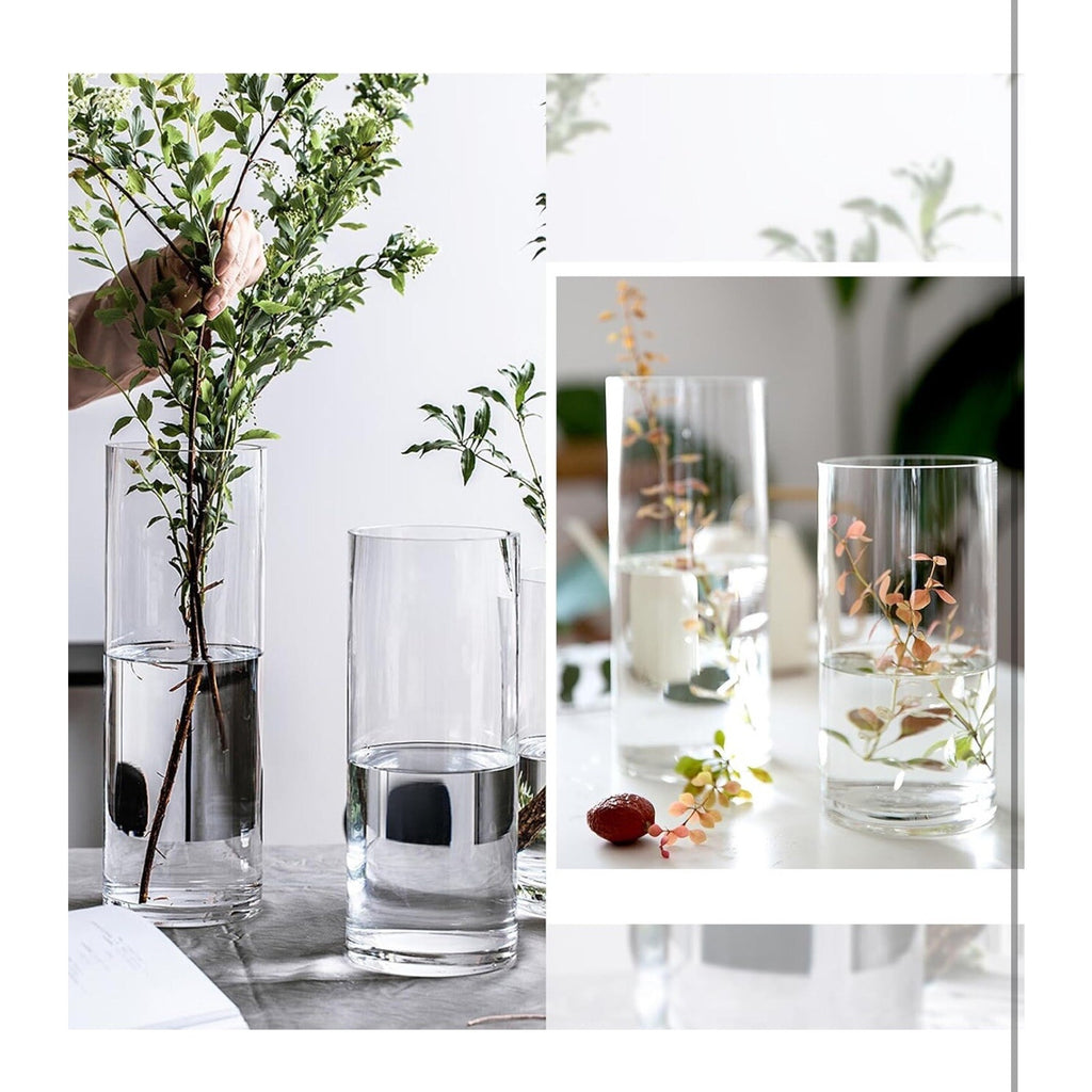 12Pcs Glass Cylinder Vases for Centerpieces - 4 in Clear Cylinder Vases