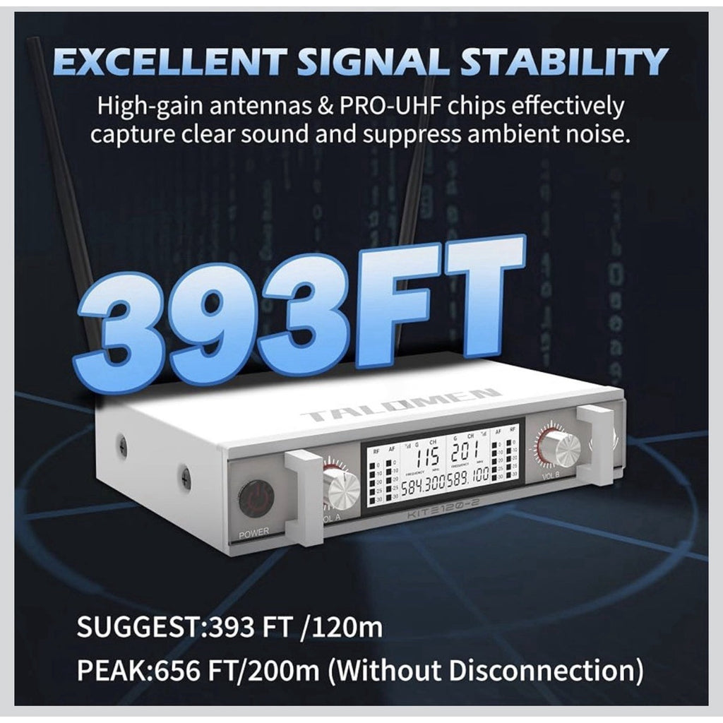 Wireless Microphone System, Metal UHF Handheld Microphones Cordless Dynamic Mic