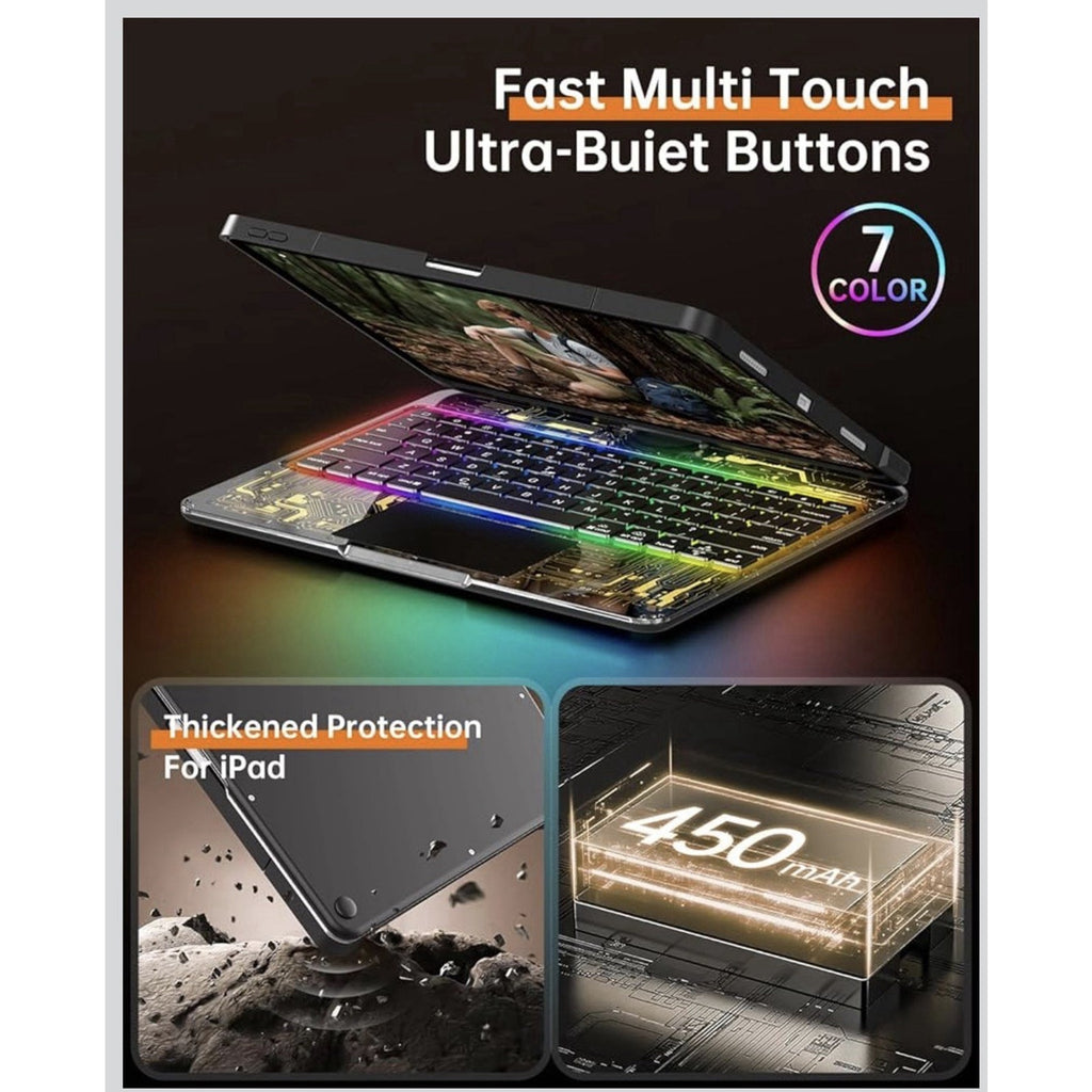 Transparent Keyboard Case for iPad Pro 13" (M5/M4, 2025/2024) Wireless Keyboard