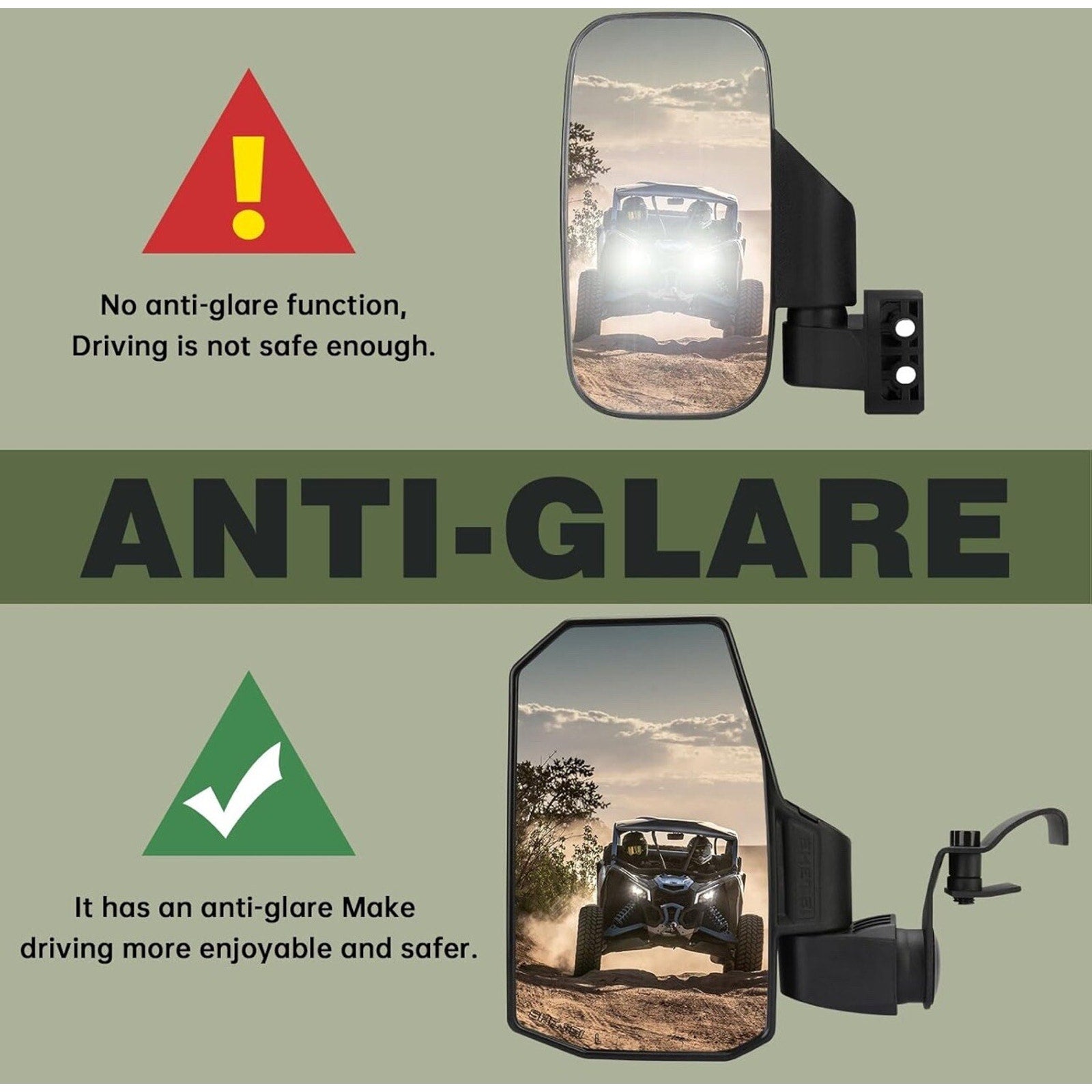 Polaris, Can-am, Side Mirrors, Universal, The Spring Back Feature