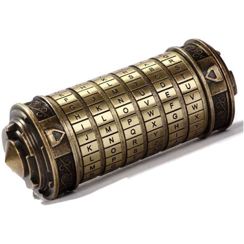 Cylinder Metal Puzzle Box Mechanical Cryptex Password Lock Bronze Gold