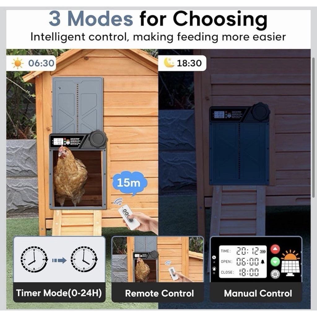 Large Size Automatic Chicken Coop Door Solar - Powered Auto Chicken Door Open