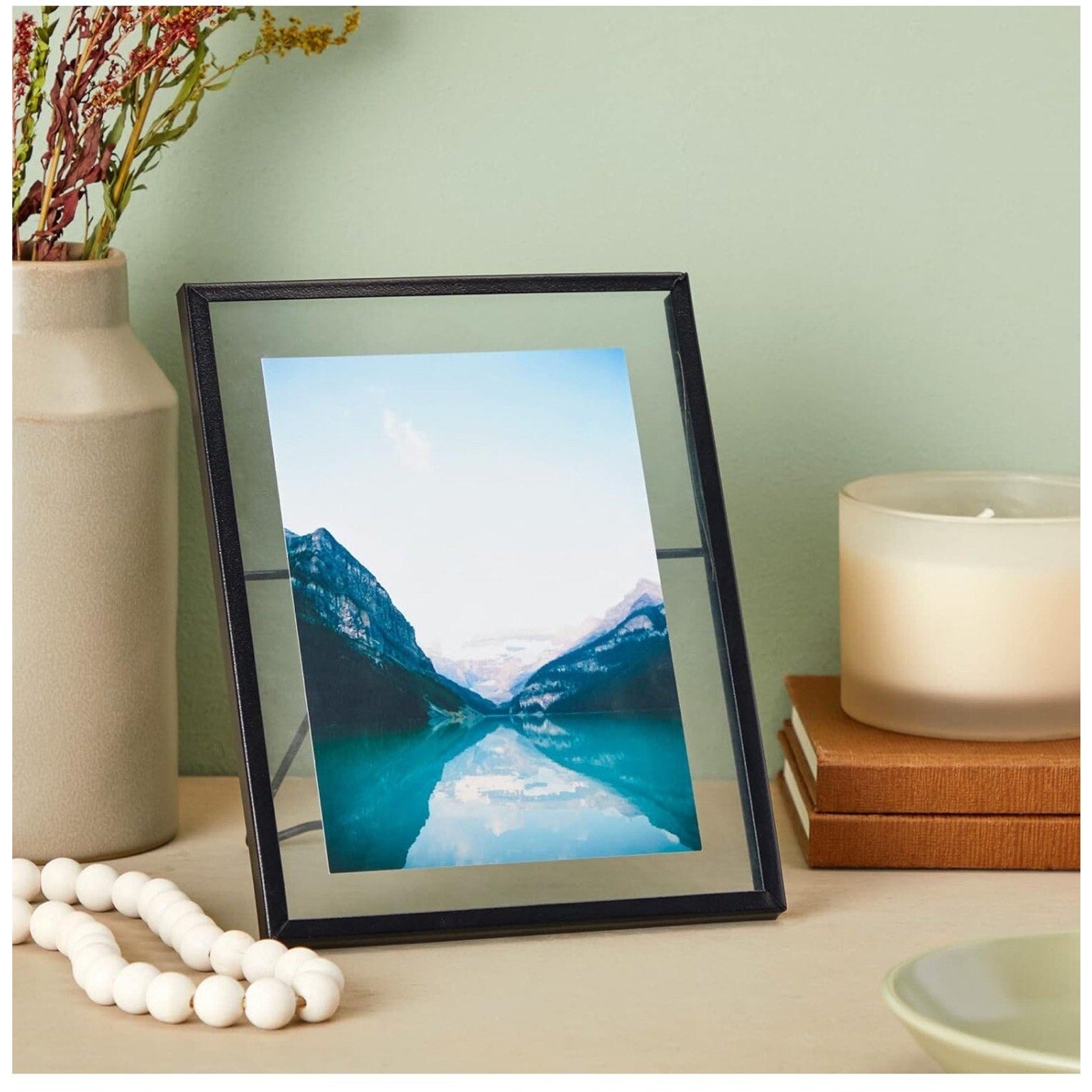 Juvale 8 Pack Black Glass Floating Frames for 5x7 Photos or Pressed Flowers