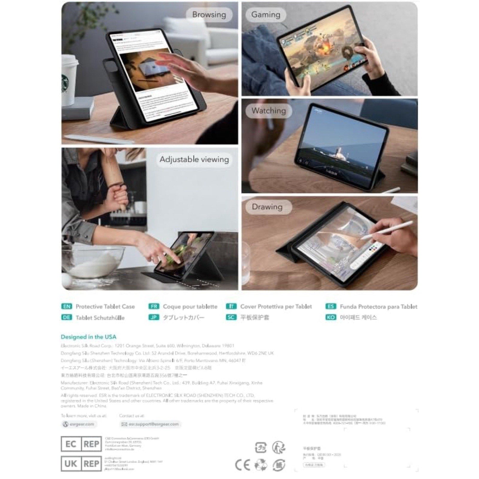 ESR Green iPad Air 11 Inch Case M2, 6Th/5Th/4Th Gen Case (2024/2022)