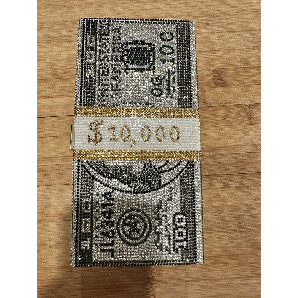 Rhinestone Money Evening Clutch Bag Creative Fashion Purse $10,000 Stack Bags