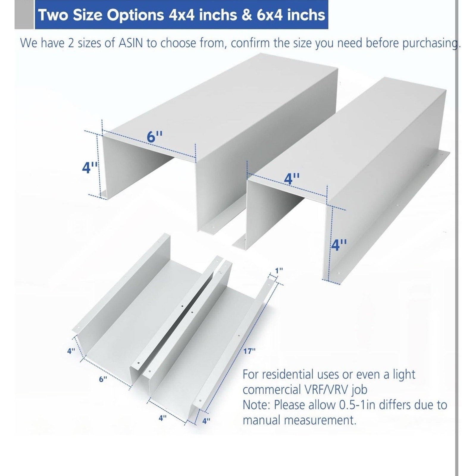 TOPOWN Metal HVAC Lines Cover for Central Air Conditioner 6x4"x8.5ft, White
