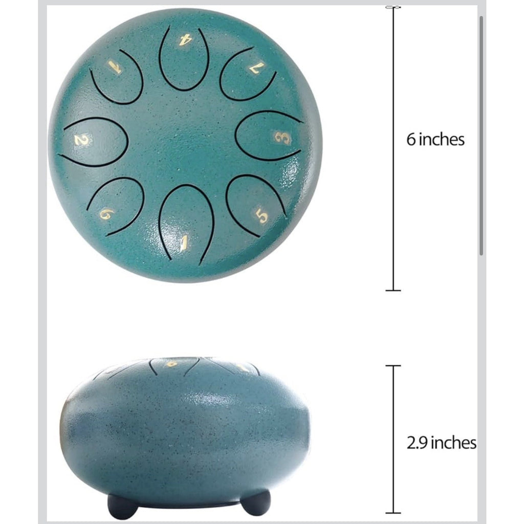 REGIS 6” Steel Tongue Drum, 8 Notes, Calming Meditation Percussion (Malachite)