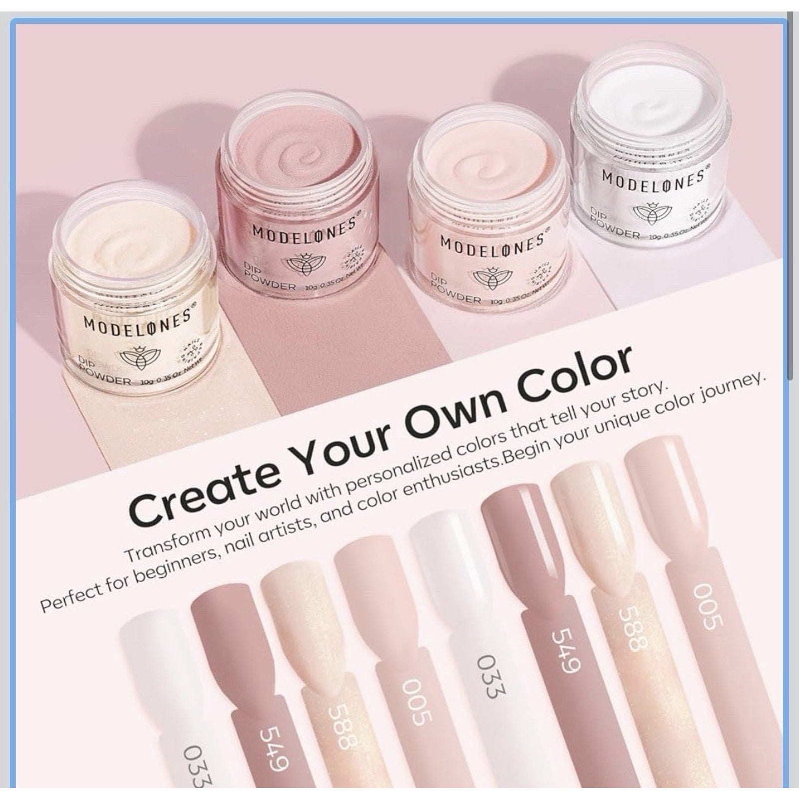 Dip Powder Nail Kit, 4 Colors Nude Pink Glitter Dipping Starter Set with Liquid
