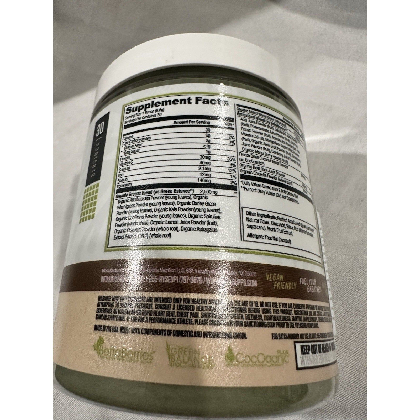 RYSE Loaded Greens Superfood Powder - Apple Juice - Daily Supplement. Exp 08/202