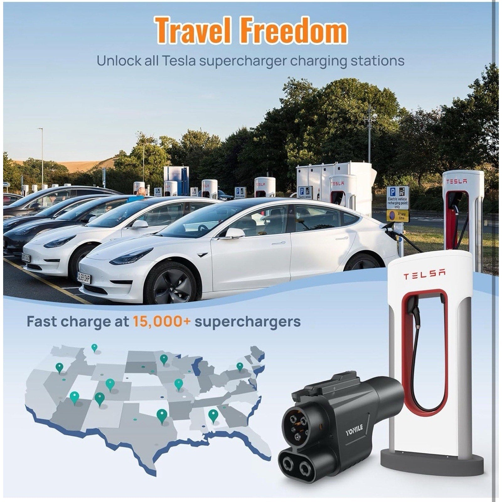 Tesla Supercharger NACS to CCS1 Adapter: 500A / 1,000V for Ford Rivian GM Volvo