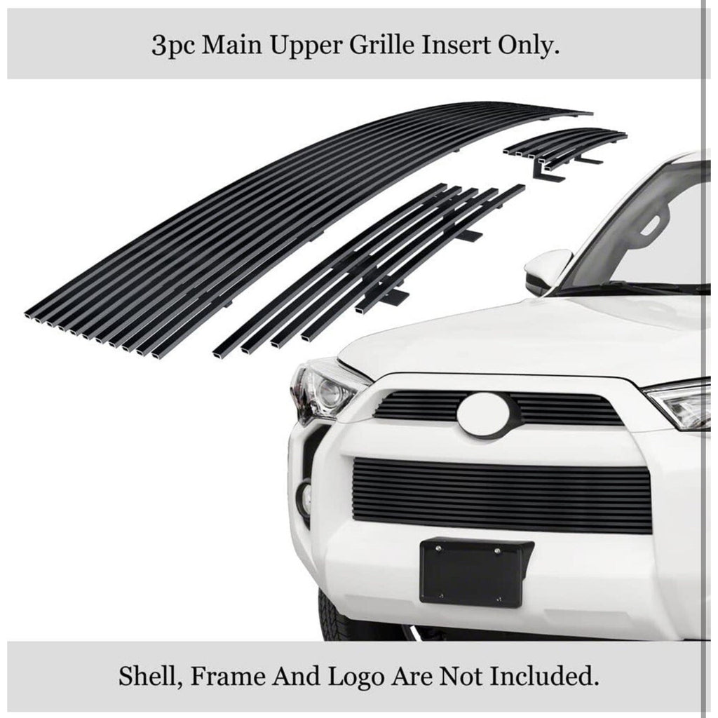 Fits 2014-2019 Toyota 4Runner Reg Model Stainless Black Billet Grille Combo