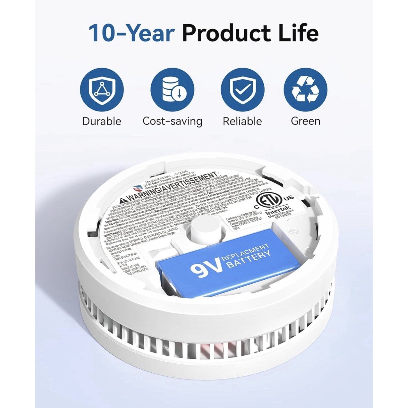 12 x SITERWELL Smoke Detector Alarm ETL-9th Listed with Magnetic Fastening Kit