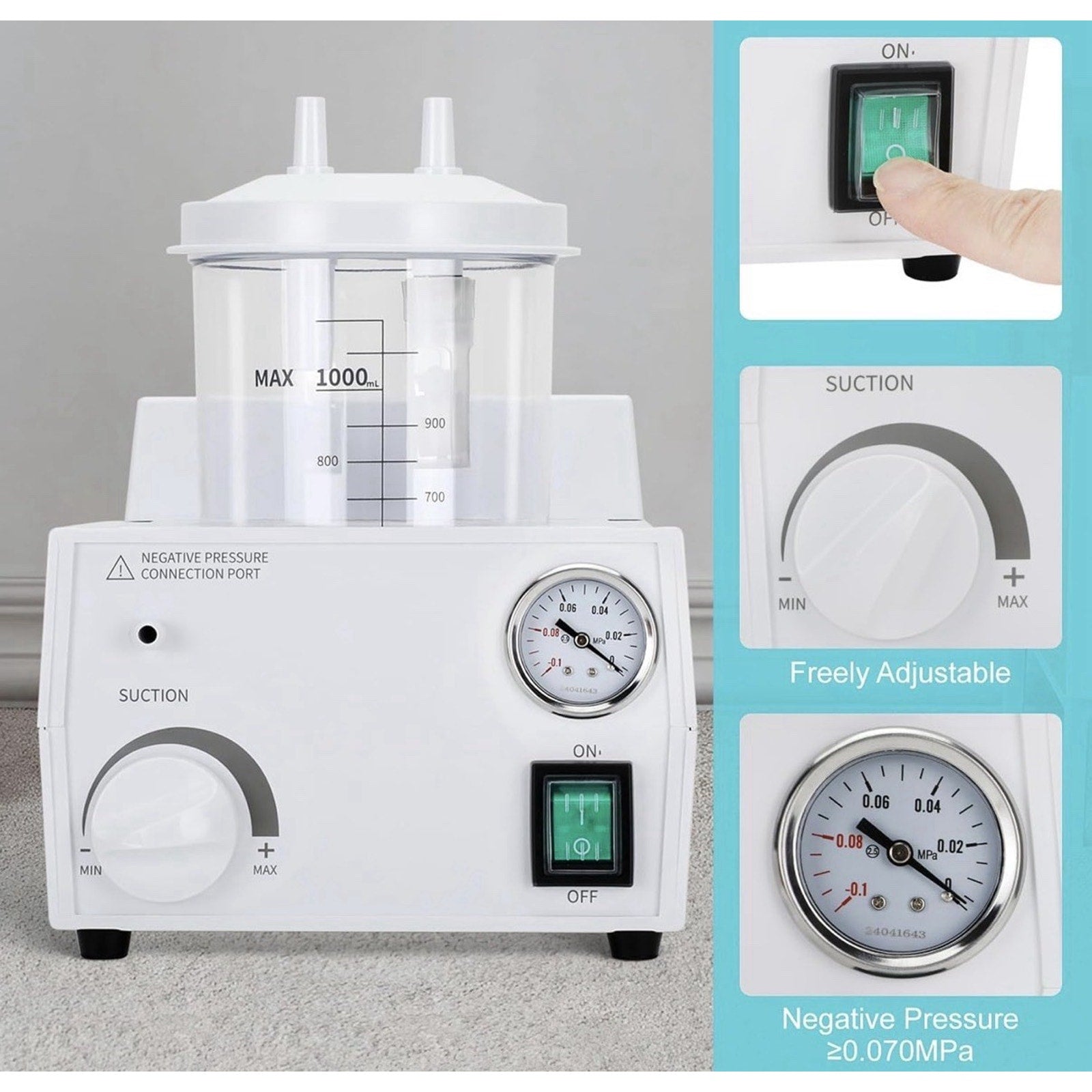 Portable Veterinary Suction Machine for Home Use - 1000ml Capacity, 110V