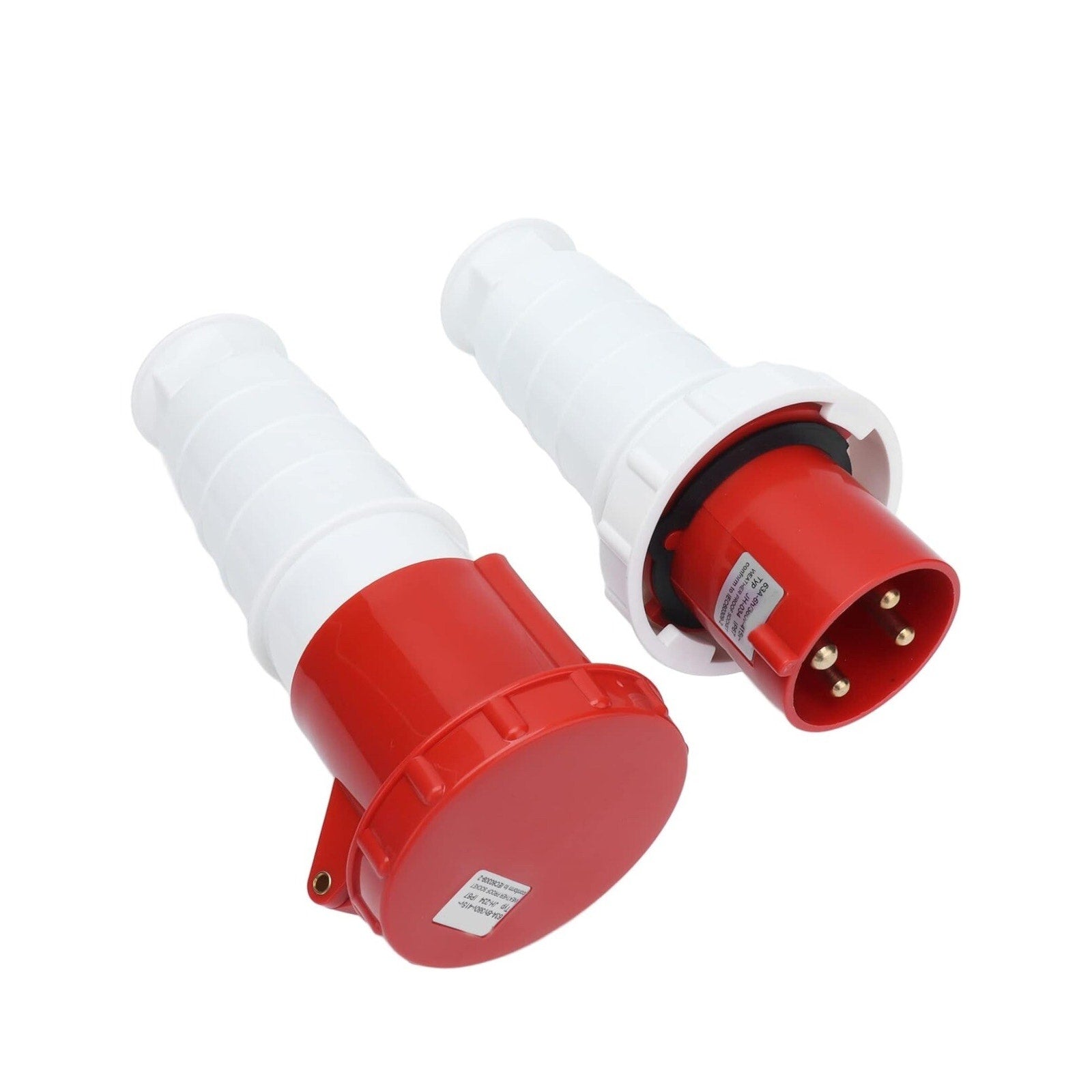380-415V 63A Cord Connector Set, IP67 3 Phase 5 Pin Power Socket Kit for 3P+N+E