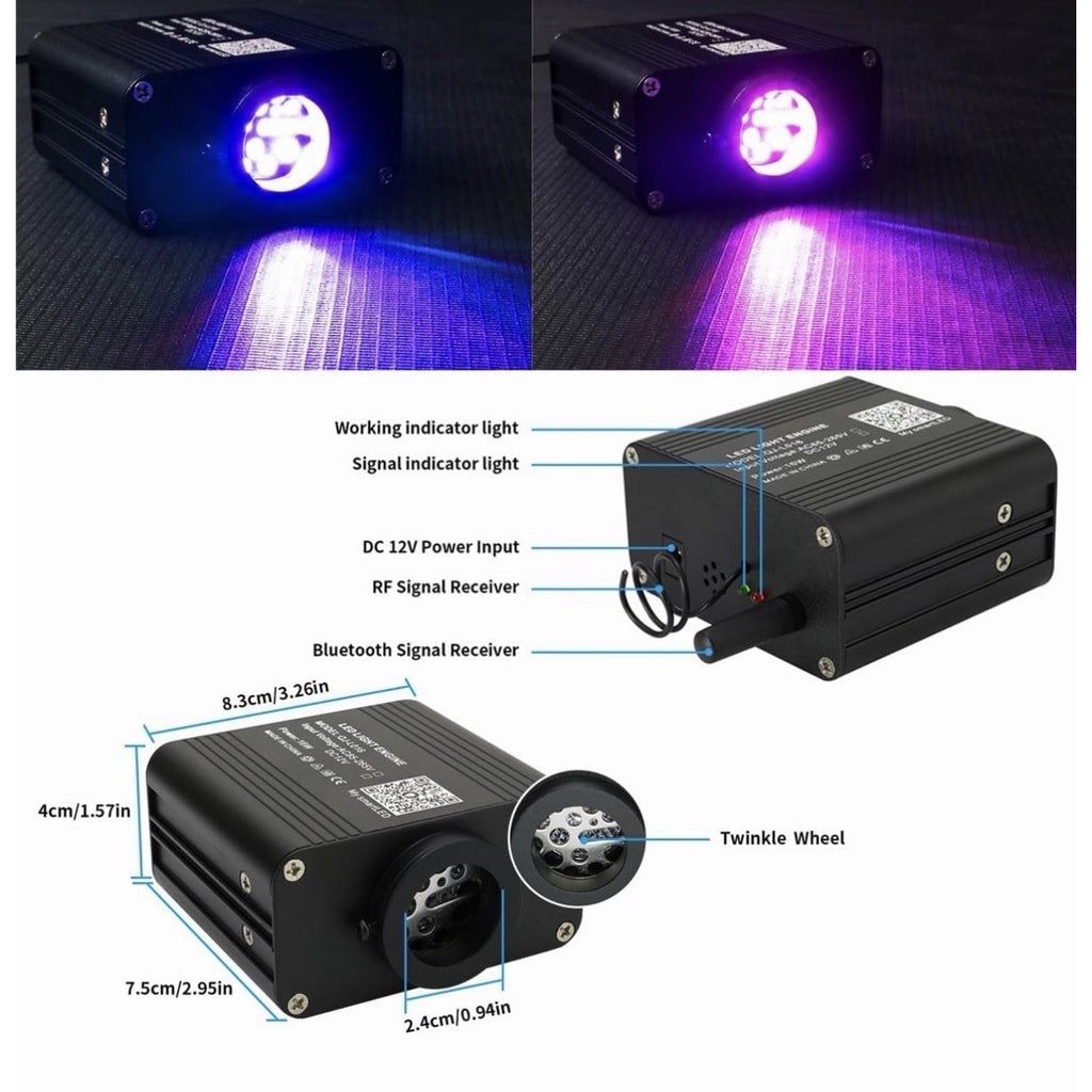 150pcs 0.03in 6.5ft Fiber Optic Star Ceiling Kit APP & Remote Control
