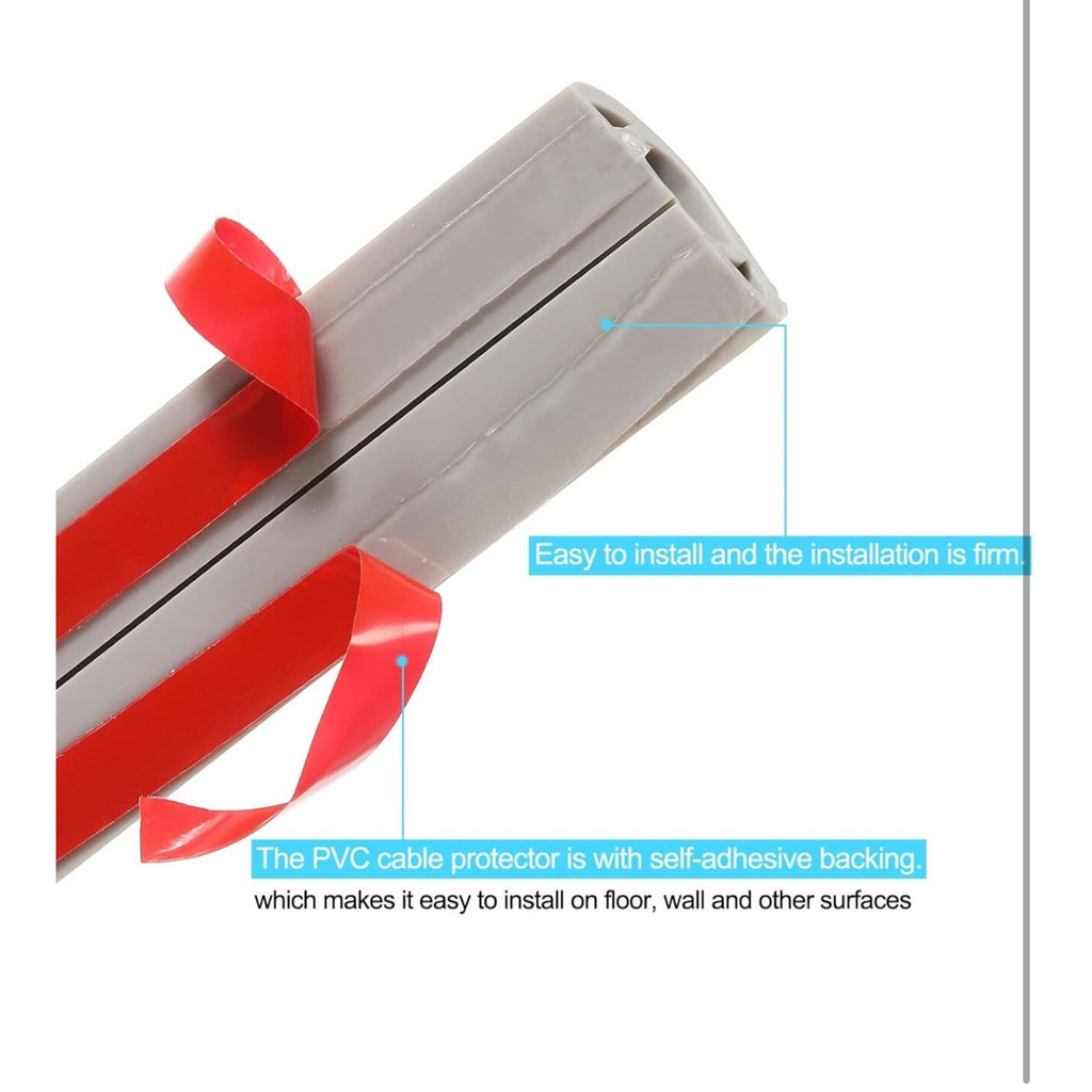 10ft Floor Cord Cover Cable Protector 0.35" W x 0.28" H Grey