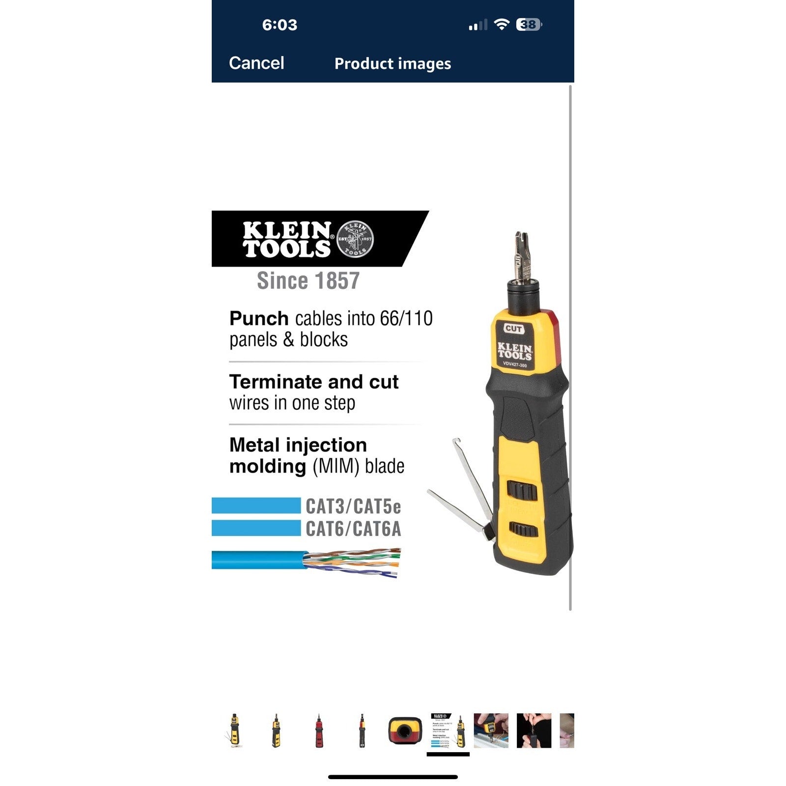 Klein Tools VDV427-300 Impact Punchdown Tool with 66/110 Blade, Reliable CAT Cab