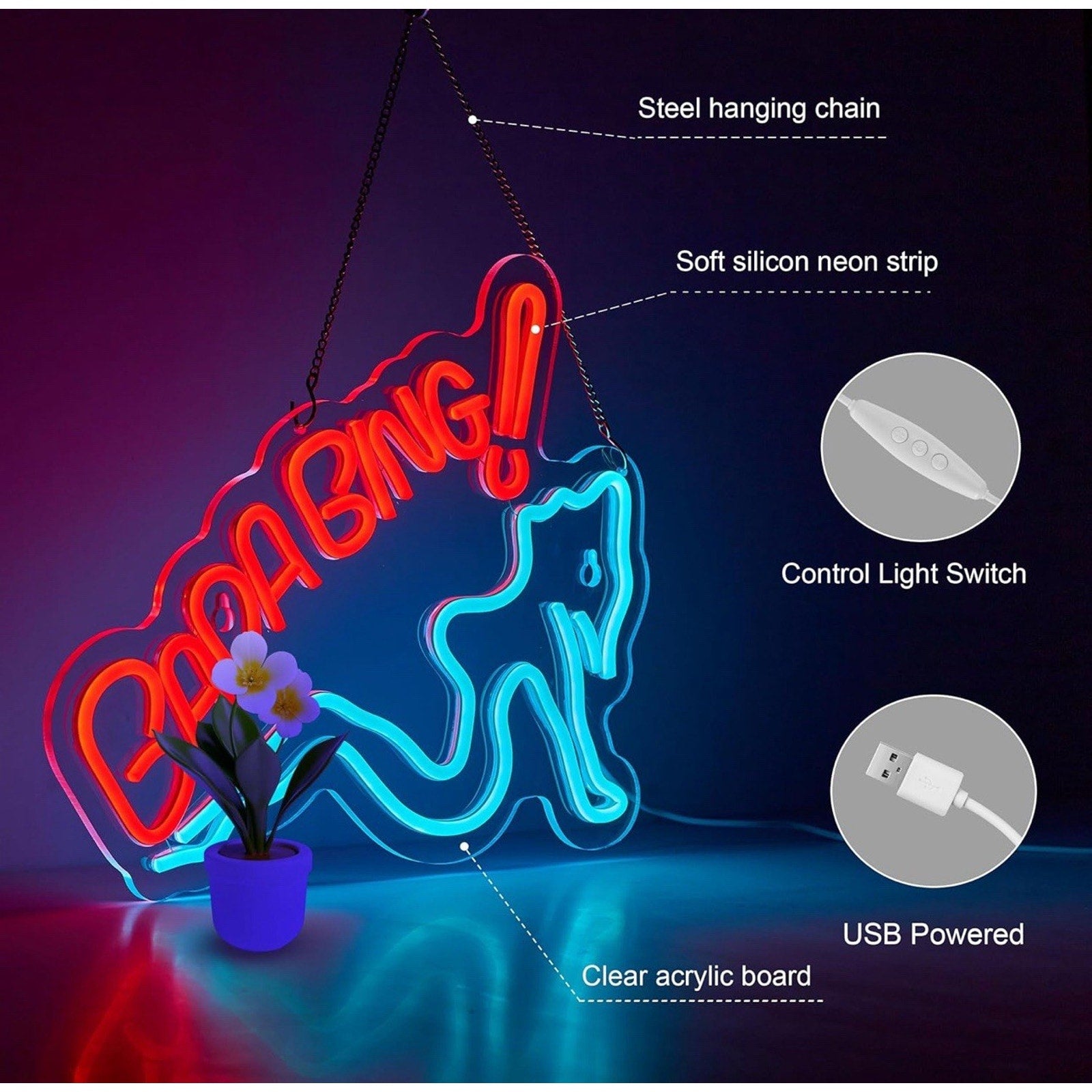 Bada Bing Neon Girl Sign for Wall Decor Sopranos Led Light for Bedroom Pub