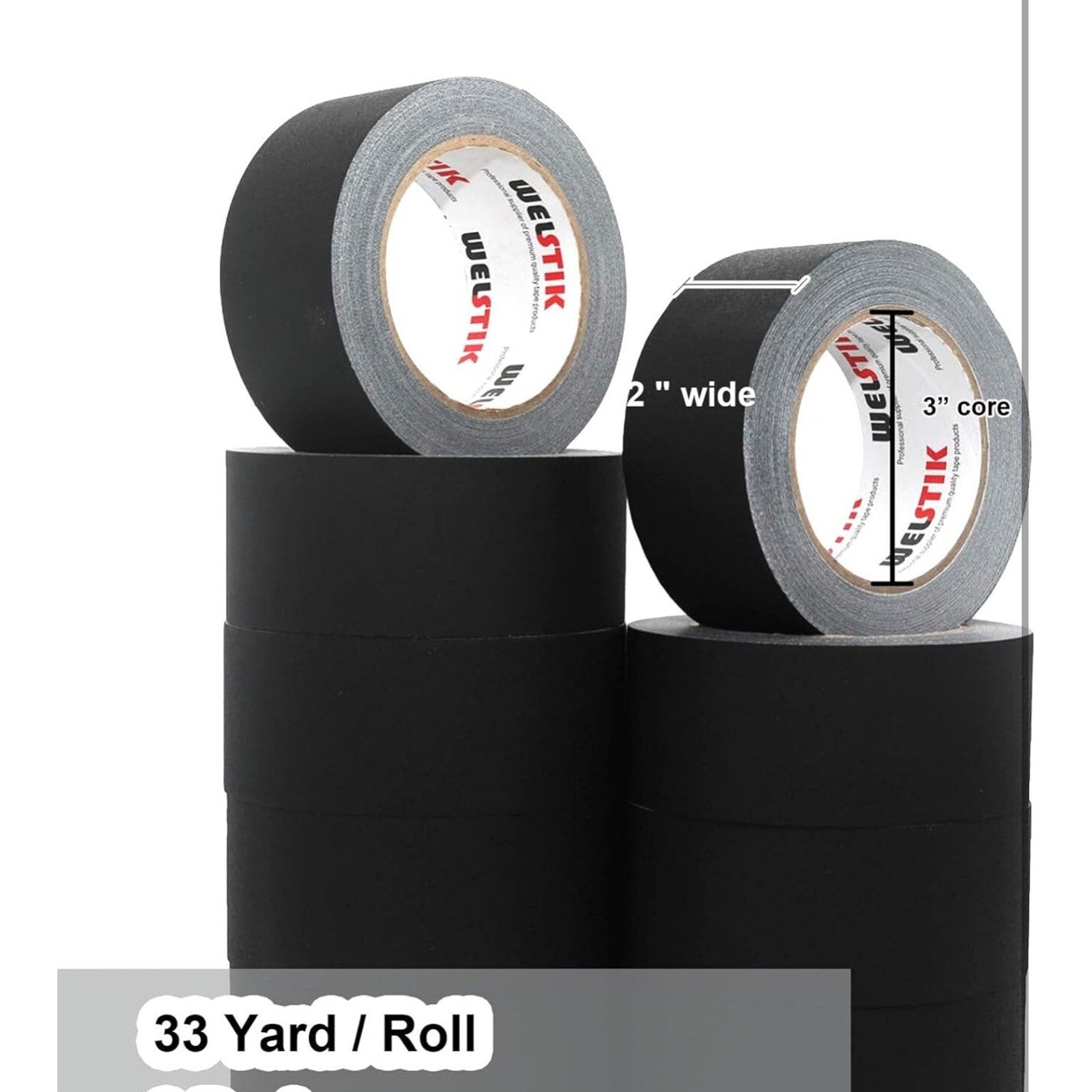 Premium Matte Gaffers Tape - 2" x 33 Yards, 8 Pack for Photography & Arts