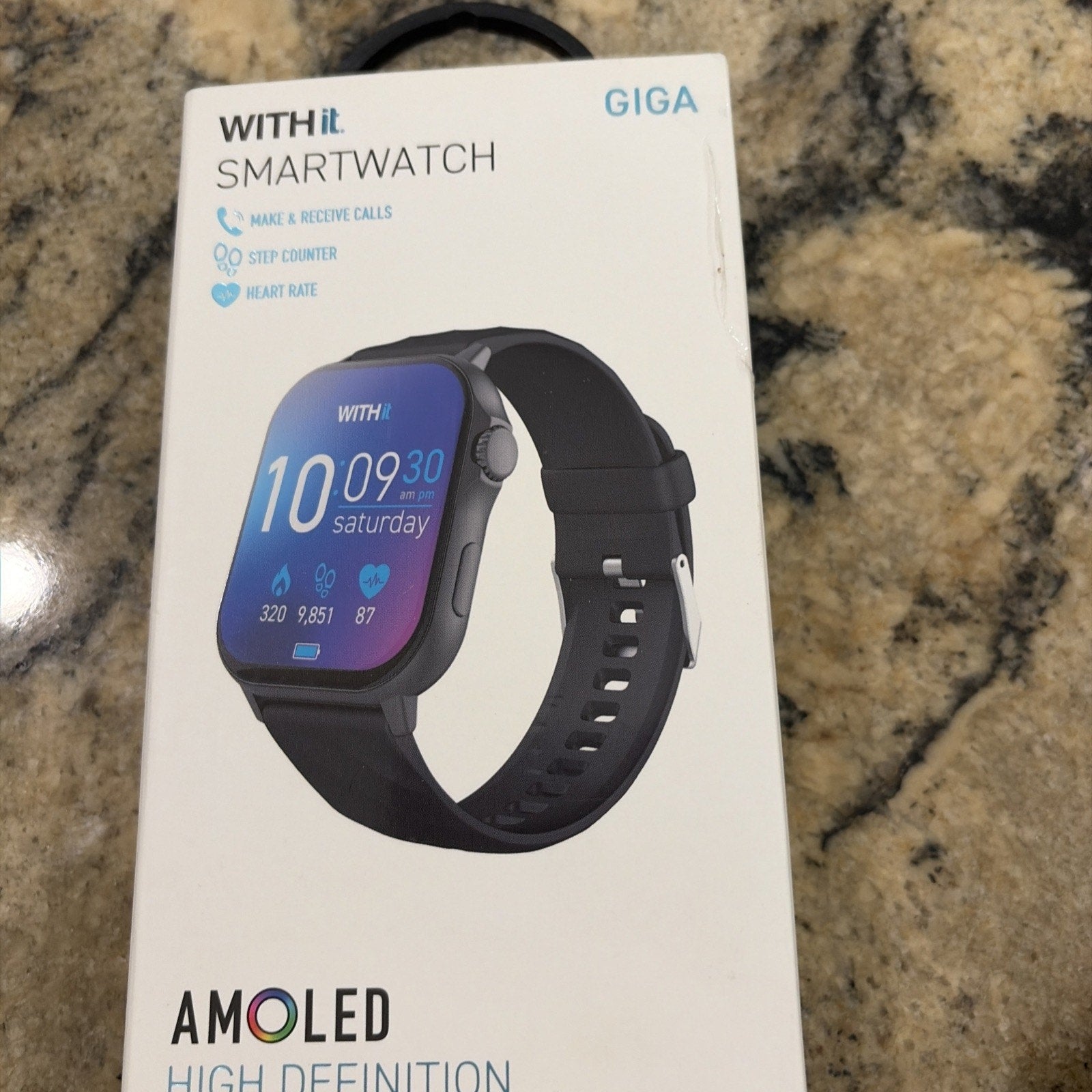 Giga Withit Smartwatch, Amoled High Defintion Touchscreen Display Open Box