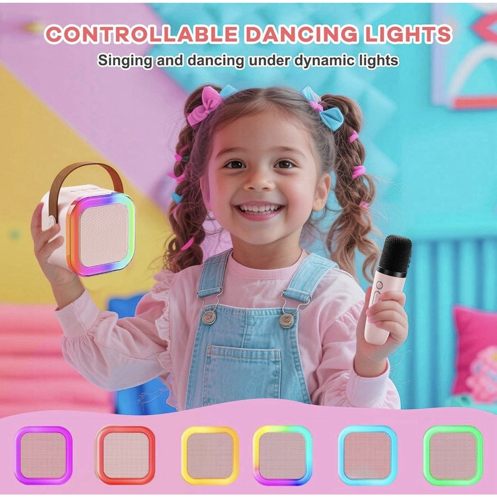 Mini Karaoke Machine Portable Bluetooth Karaoke Speaker with 2 Wireless Mics