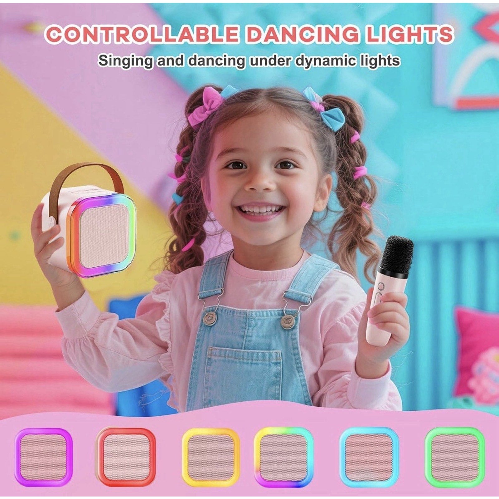 Mini Karaoke Machine Portable Bluetooth Karaoke Speaker with 2 Wireless Mics