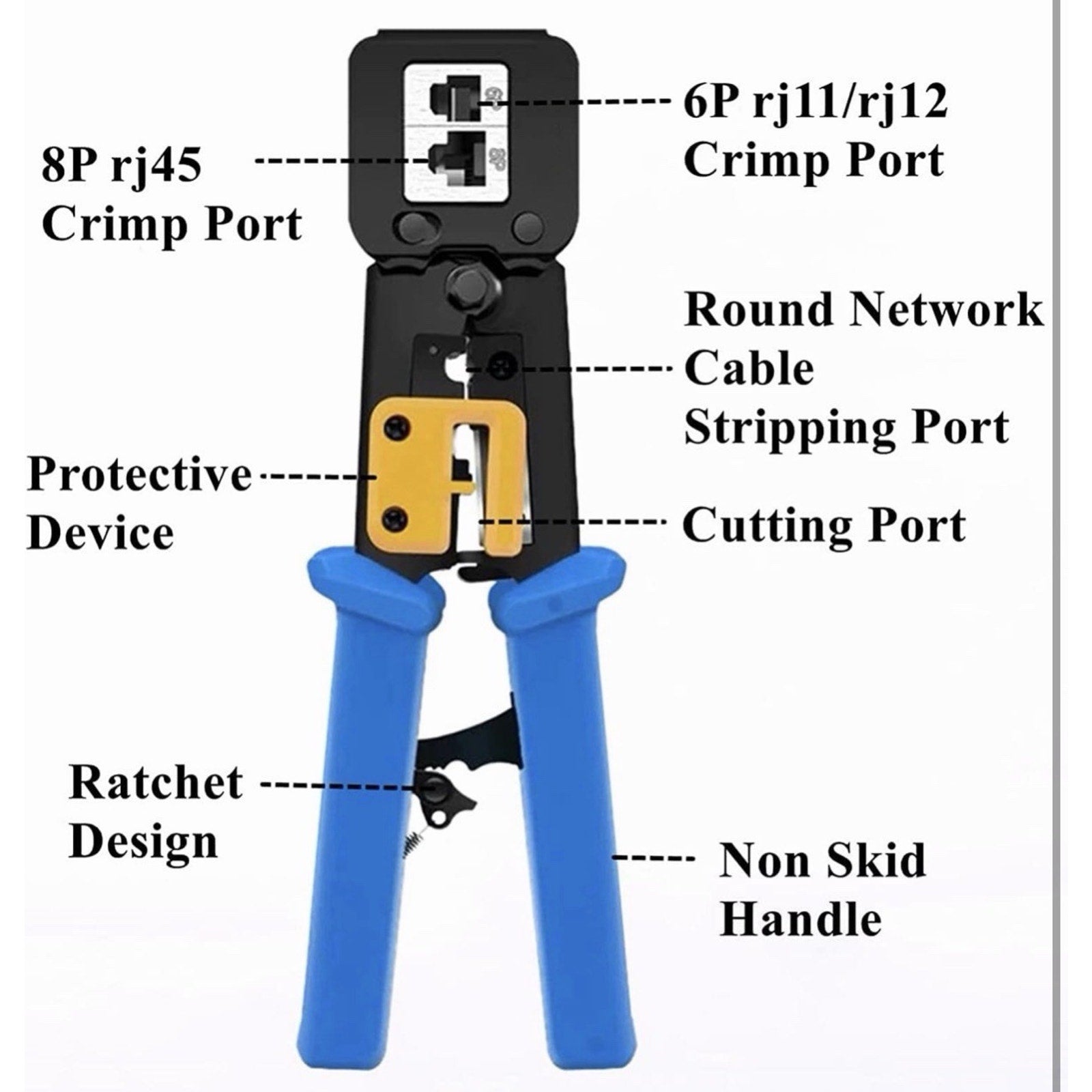 RJ45 Crimping Tool for Cat6/Cat5e 50 Pass-Through Connectors & Tester