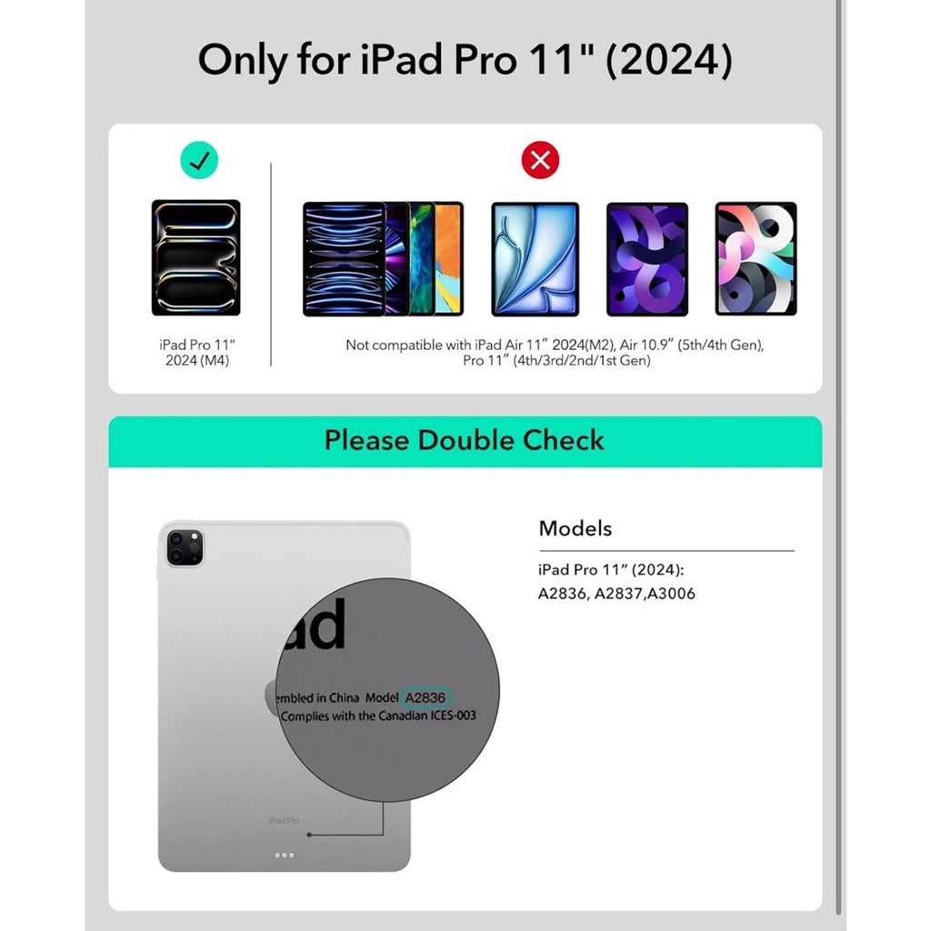 ESR iPad Pro 11 Inch Case with Keyboard (M4, 2024), iPad Pro 11 (5th Gen) Black