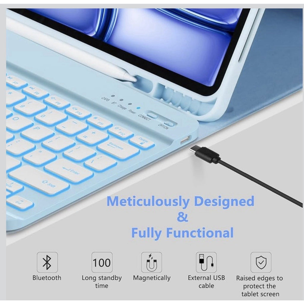 iPad Pro 12.9 Case with Keyboard (5/6th Gen) & iPad Air 13 inch Blue