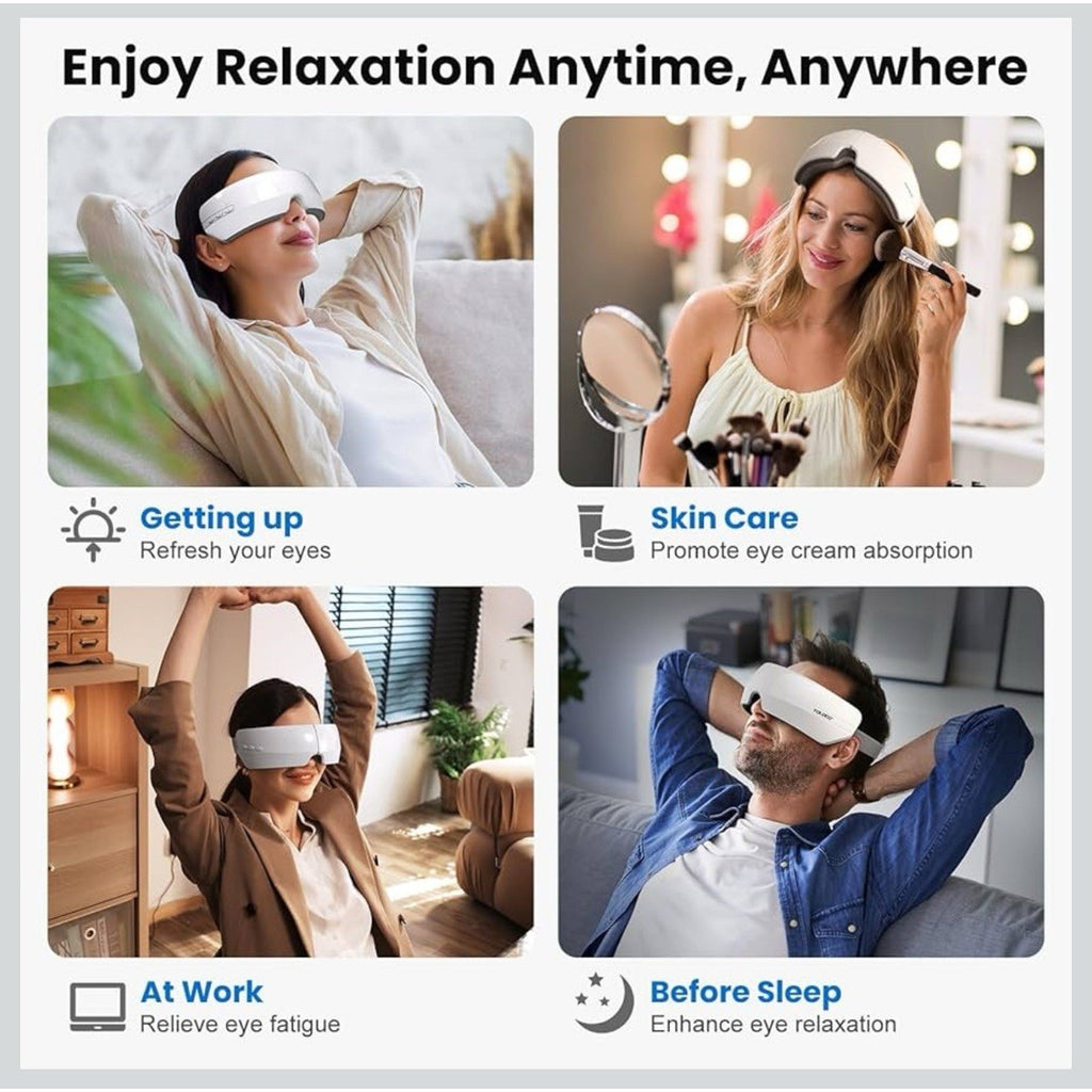 TOLOCO Eye Massager with Heat,Bluetooth Music,Compression,Electric Adjustable