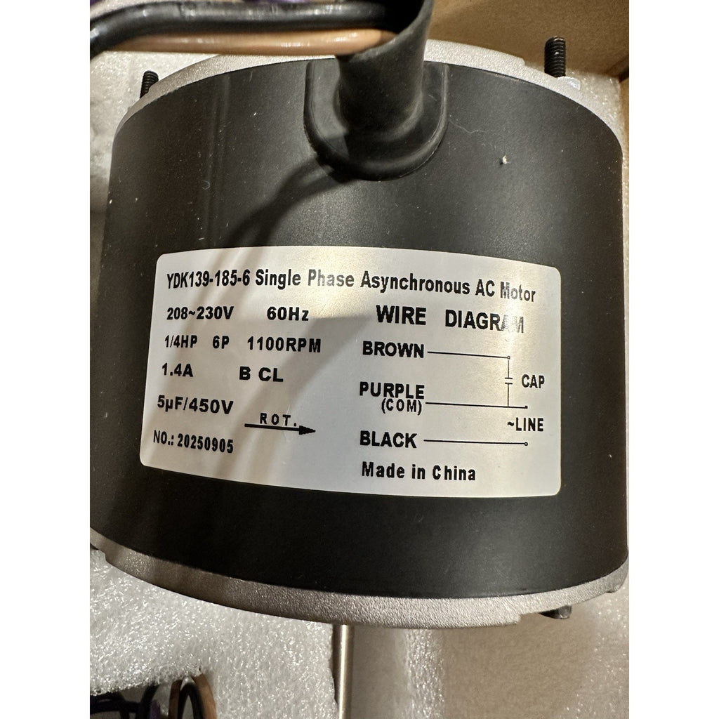 YDK139-185-6 Single Phase Asynchronous Air Conditioner Motor 208-230V 60Hz 185W
