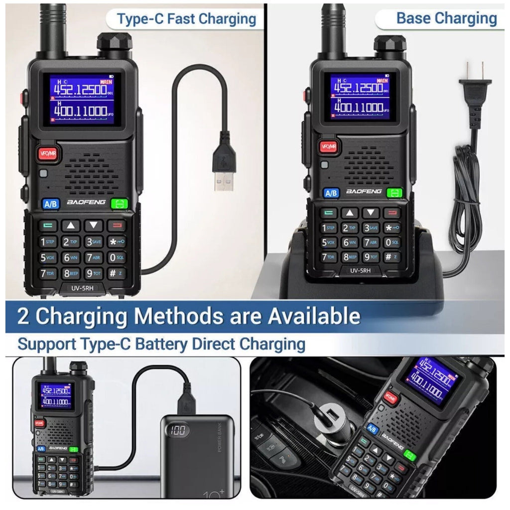 2PCS BAOFENG UV-5RH 10W TRUE TRI BAND COPY FREQUENCY HAM RADIO WALKIE TALKIE KIT