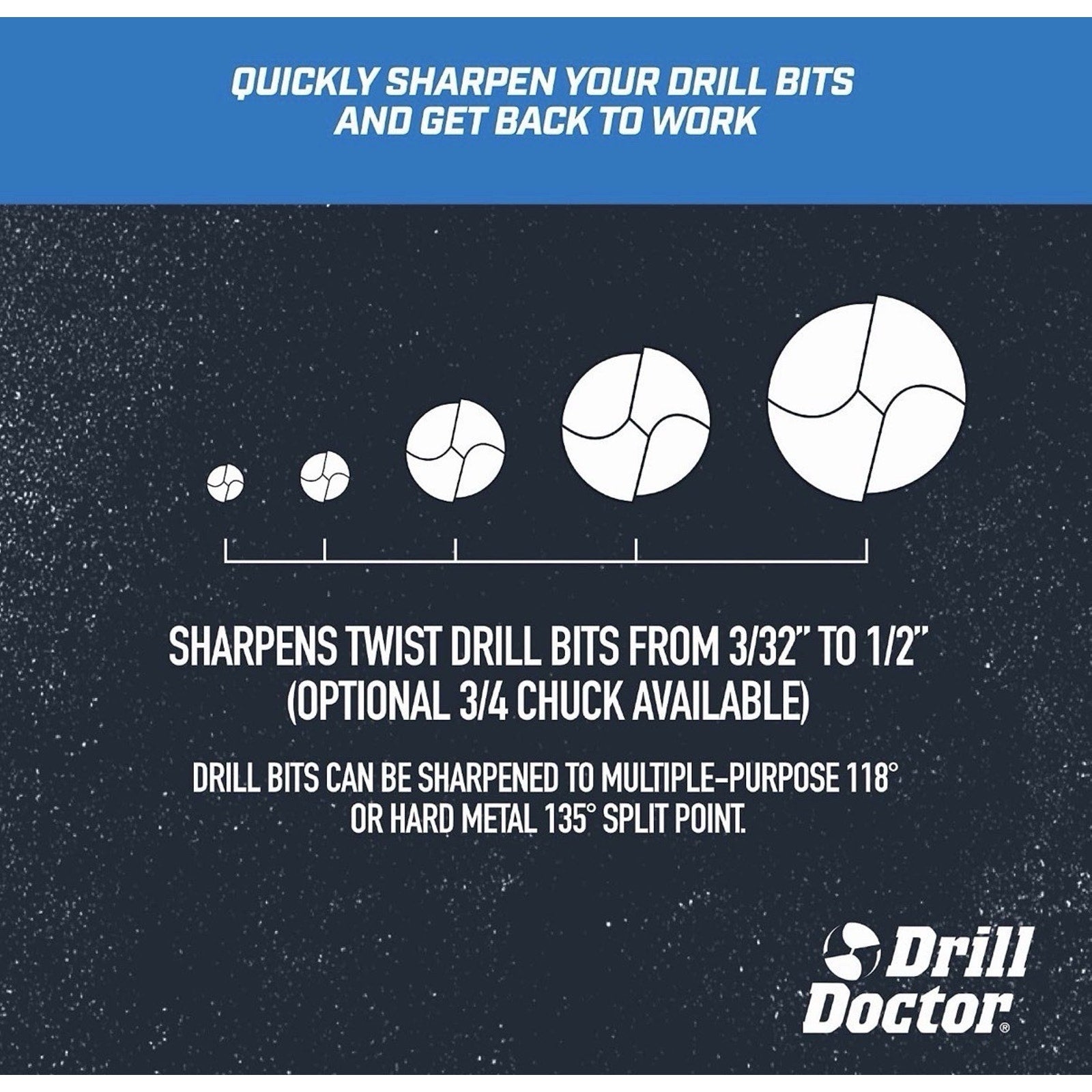 Drill Doctor DD500X Twist Drill Bit Sharpener - 3/32" to 1/2"