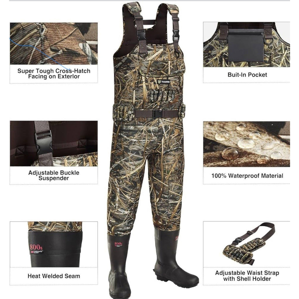 TIDEWE Cameo Chest Waders, Hunting Waders for Men with 800G Insulation - Size 7