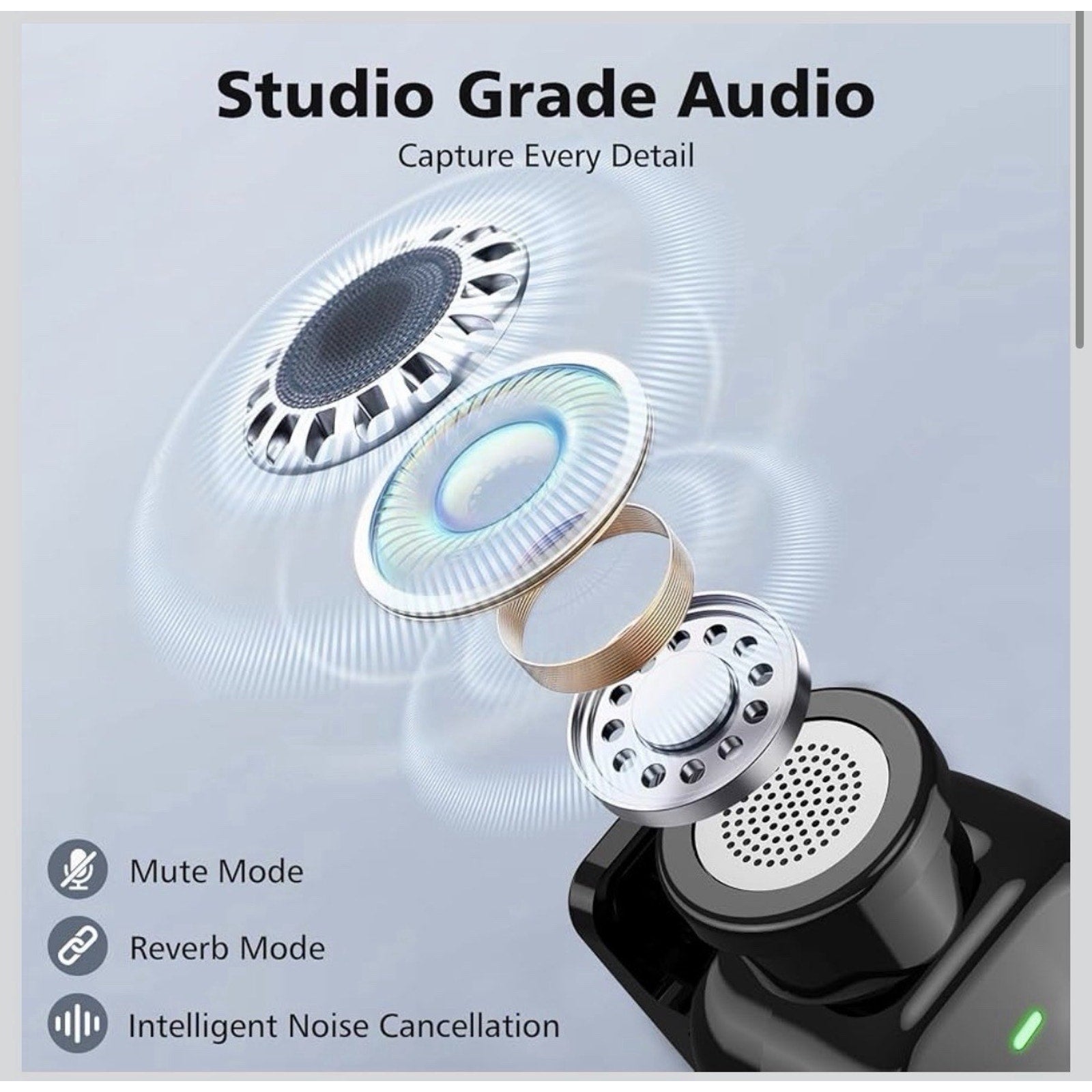 HEHOTTC Mini Wireless Lavalier Microphones for iPhone 15/16/17 & Android 2.4GHz