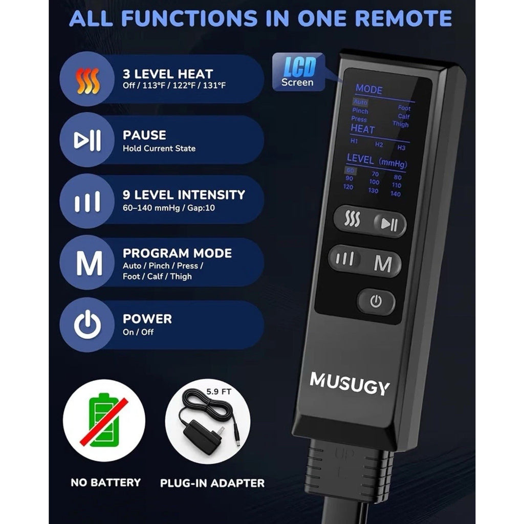 Leg Massager with Heat and Compression : Sequential Compression Boots 6 Modes